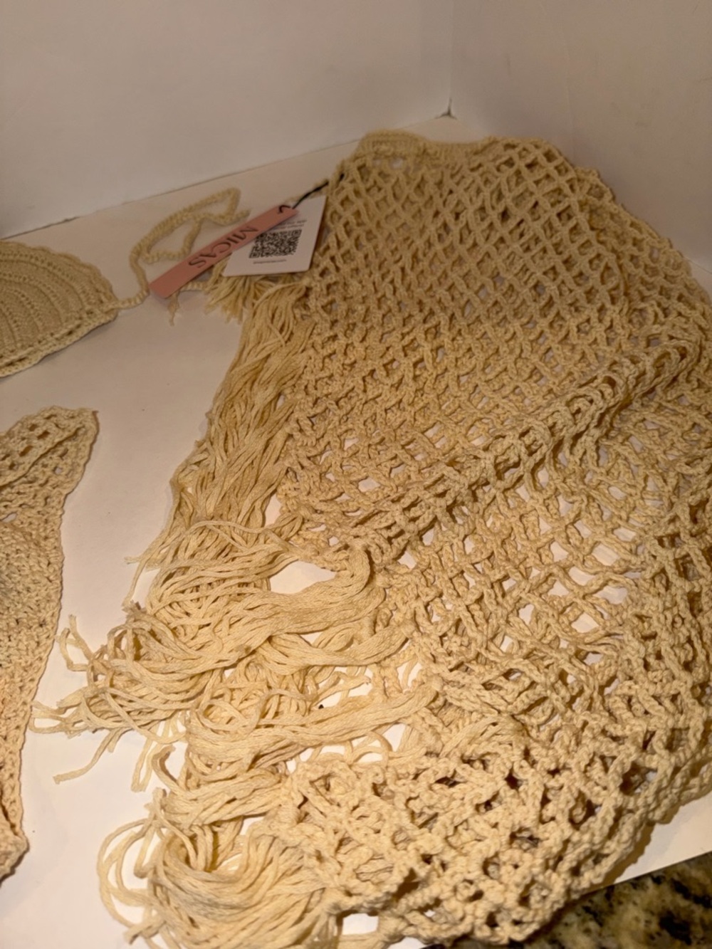 Micas Crocheted Triangle Bikini Set in Beige size small NWT - Picture 3 of 3